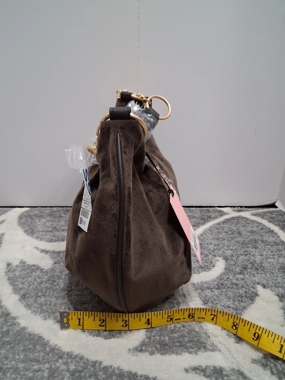 Juicy Couture Brown Hobo Shoulder Bag with Heart Charm With Embroidered Crest